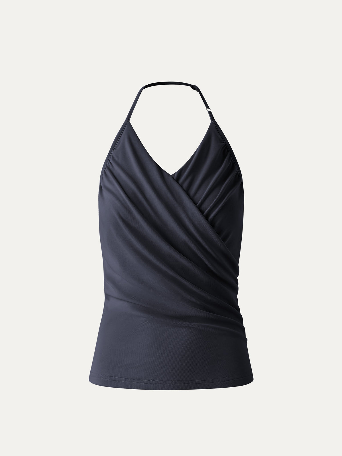 OGLmove Women's Modal Halter Neck Surplice Ruched Bandless Bra Top