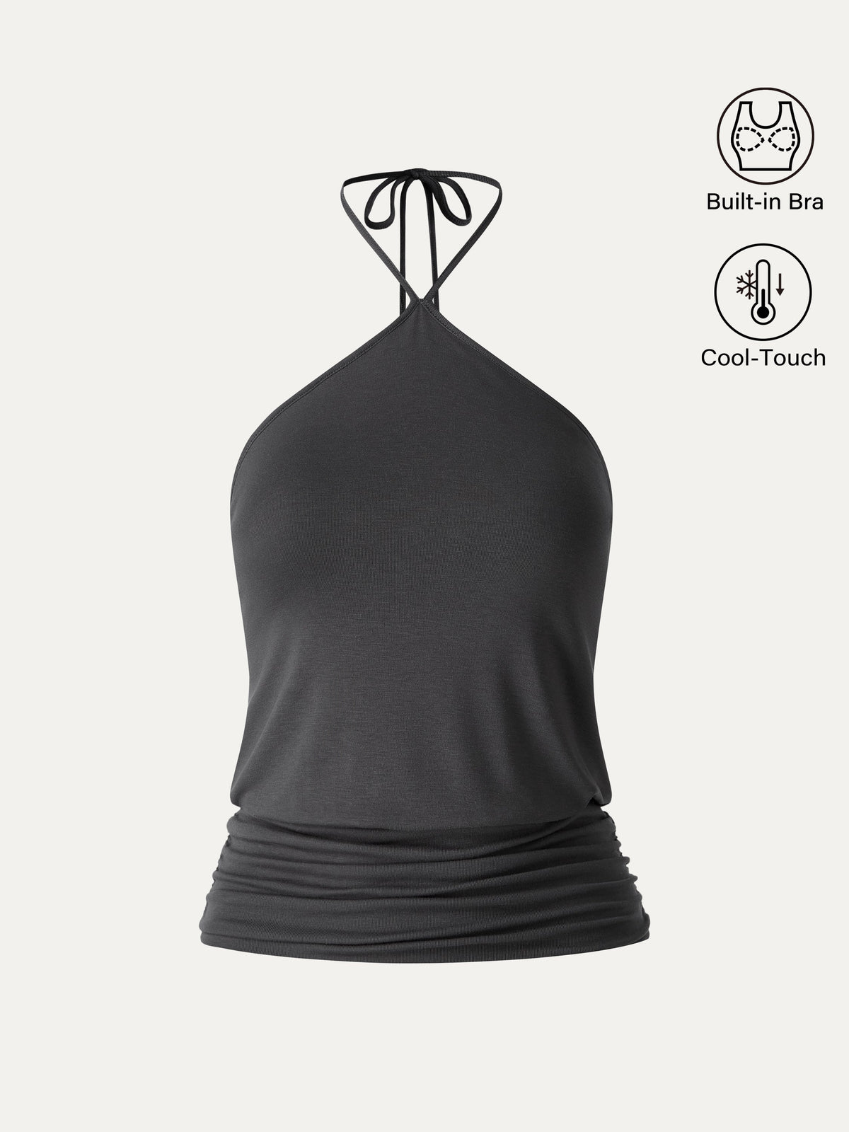 OGLmove Women's CoolTouch Halter Ruched Hem Bra Top