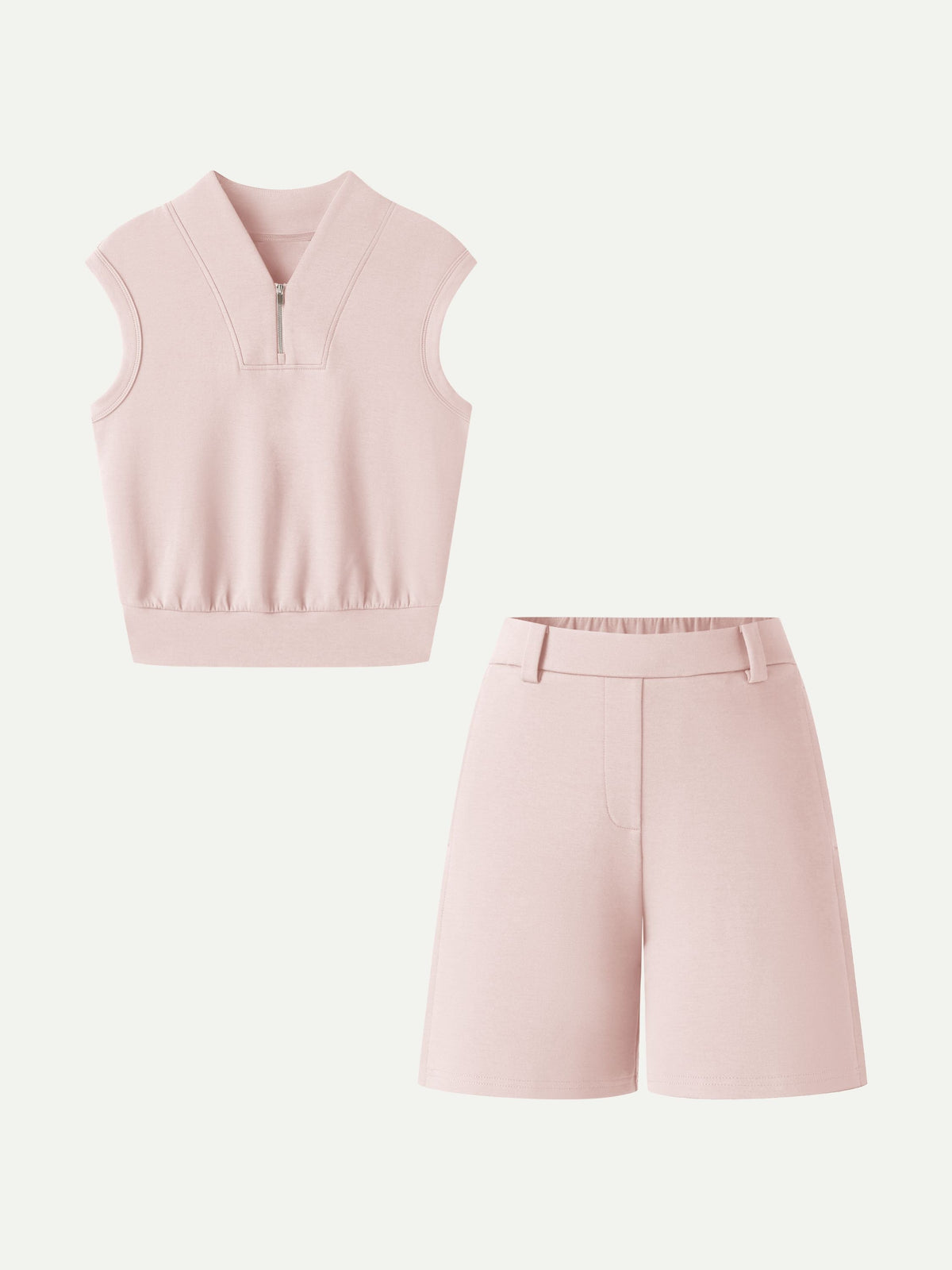 Women's Banded Hem Travel Top & Shorts Set with Pockets