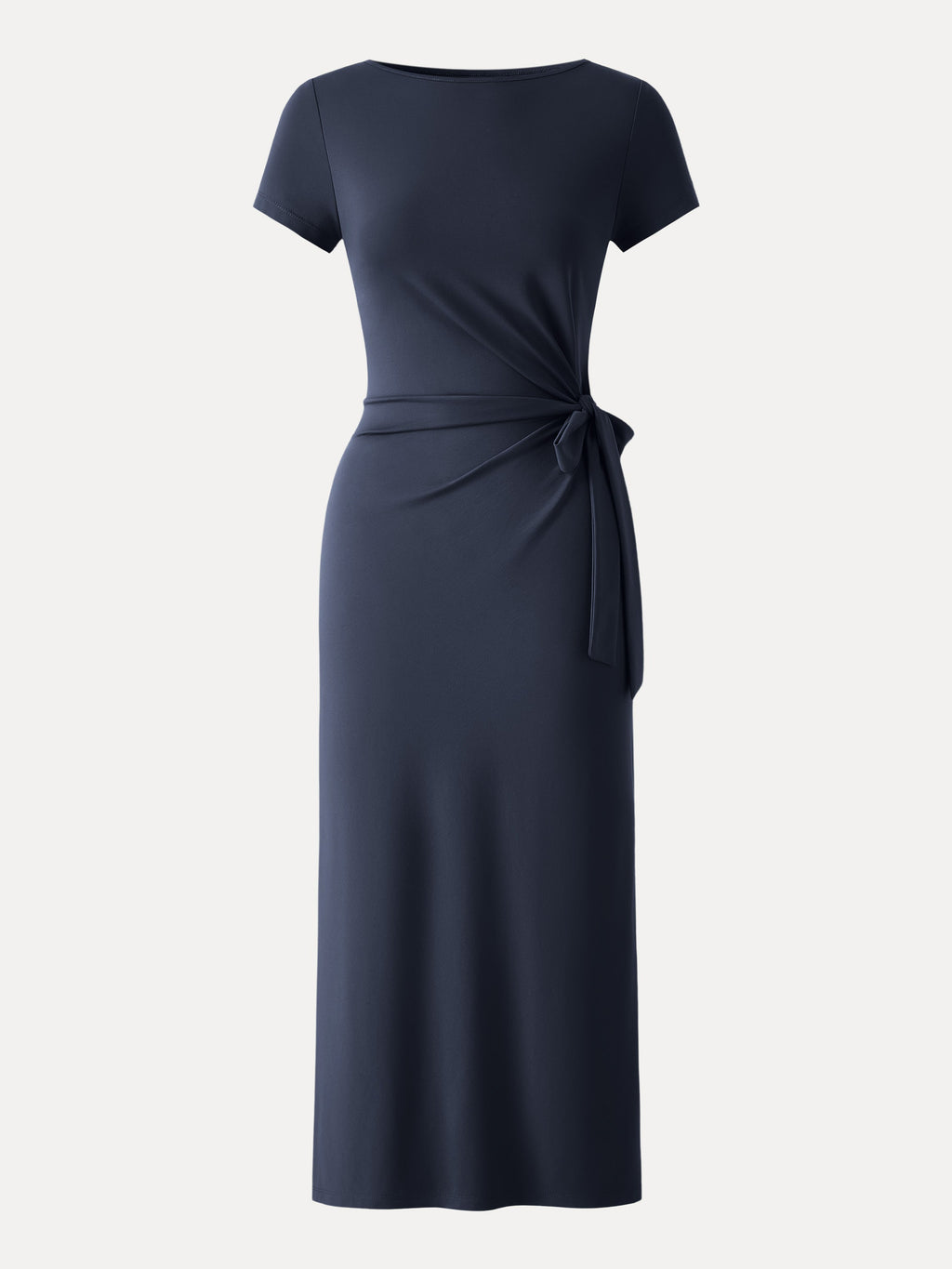OGLmove Women's Cooling Wrinkle-Resistant Side Waist Tie Midi Dress with Slit