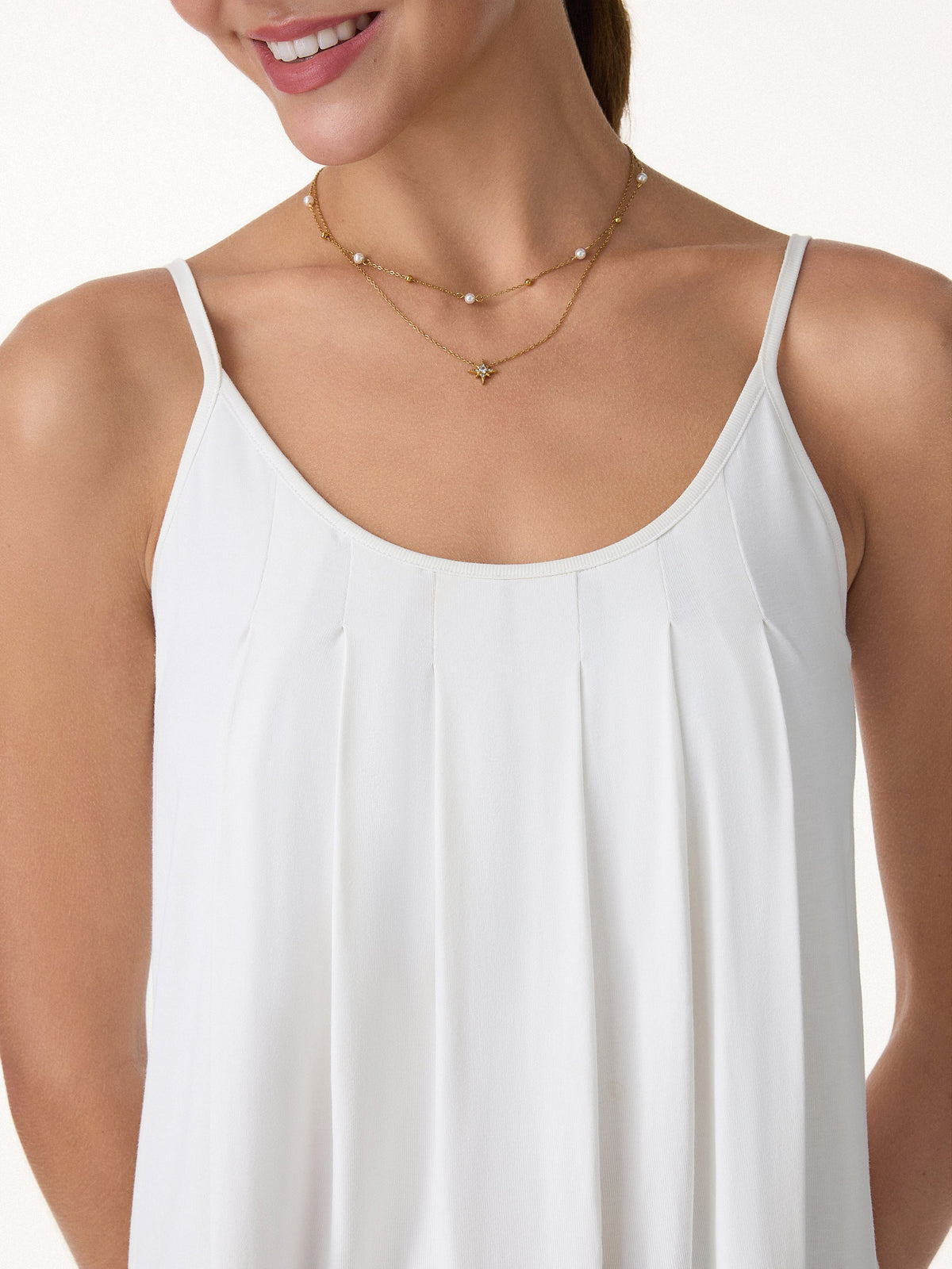 OGLmove Women's U-Neck Pleated Spaghetti Bra Tank