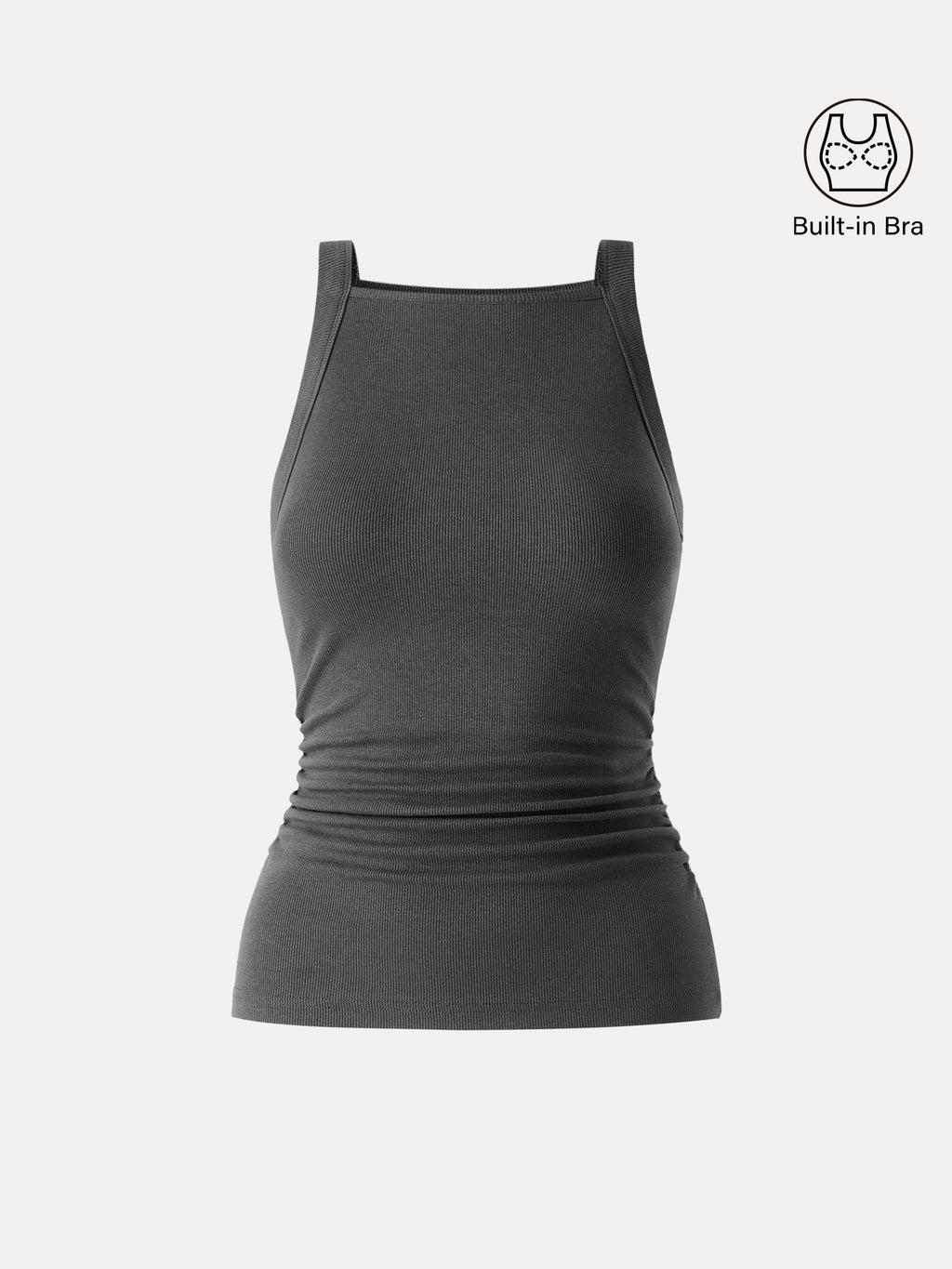 OGLmove Women's Square Neck Ruched Rib Bra Tank