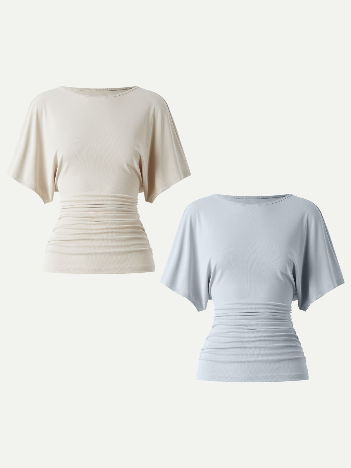 OGLmove Women's Effortless Boatneck Batwing Sleeve Side Ruched Top