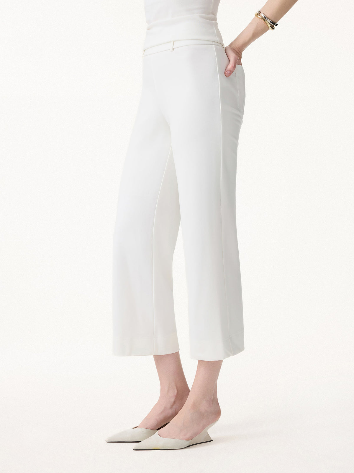 OGLmove Mid Rise Cropped Wide Leg Pants with Pockets