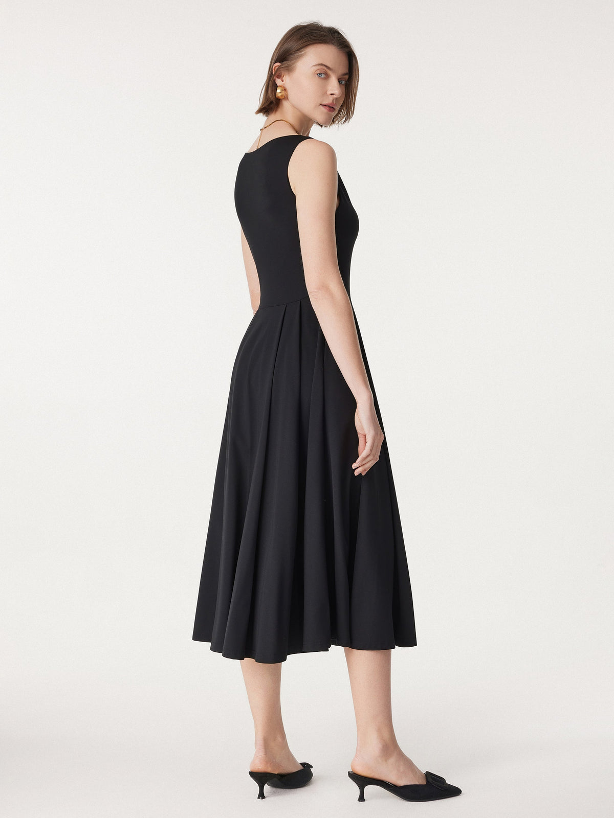 OGLmove Women's Boatneck Bamboo Ponte Bra Midi Dress with Pockets