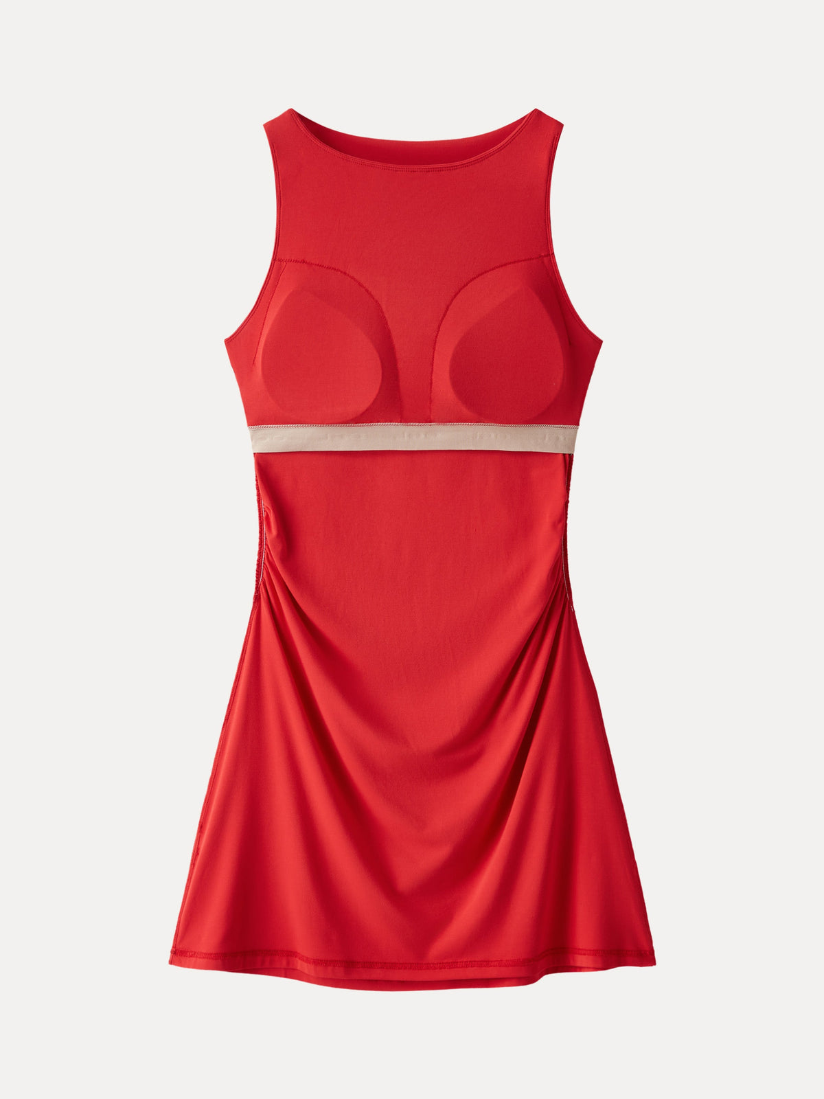 OGLmove Women's SkinKiss Boatneck Ruched A-Line Mini Bra Dress