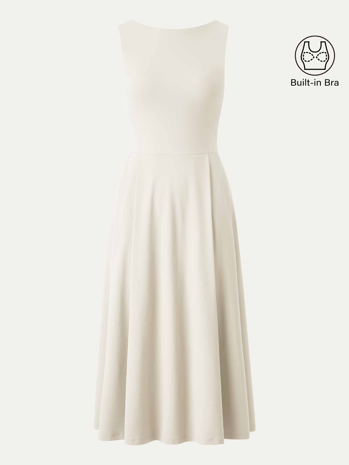 OGLmove Women's Boatneck Bamboo Ponte Bra Midi Dress with Pockets