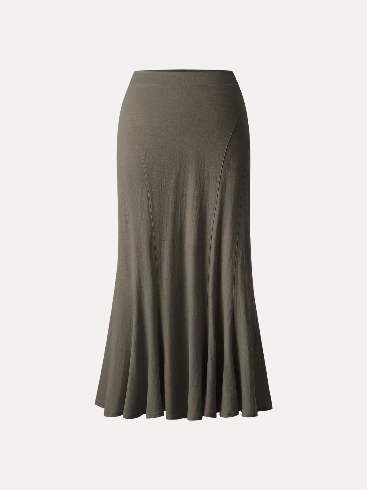 OGLmove Women's Wrinkle-Resistant Cotton-Linen Pull-On Midi Skirt