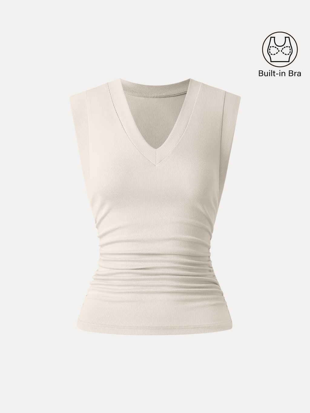 OGLmove Women's Stretch Cotton V-Neck Side Ruched Muscle Bra Top