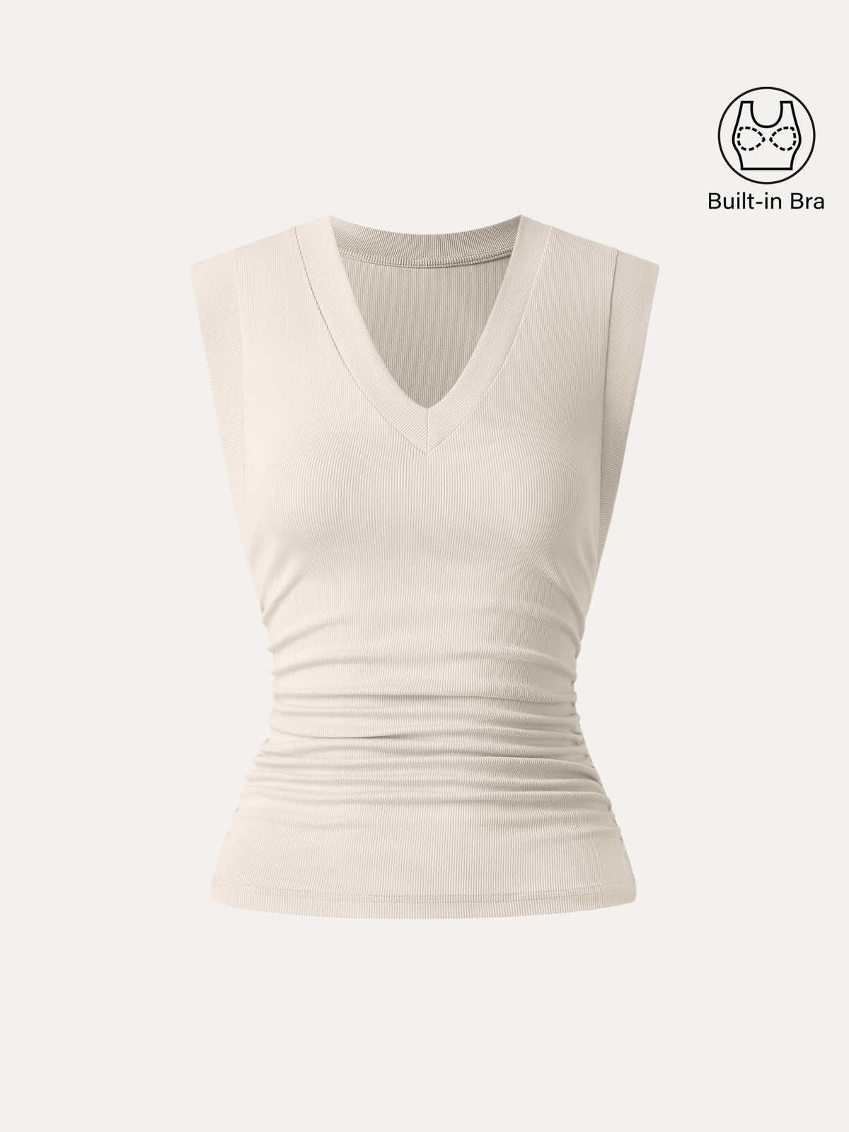 OGLmove Women's Stretch Cotton V-Neck Side Ruched Muscle Bra Top