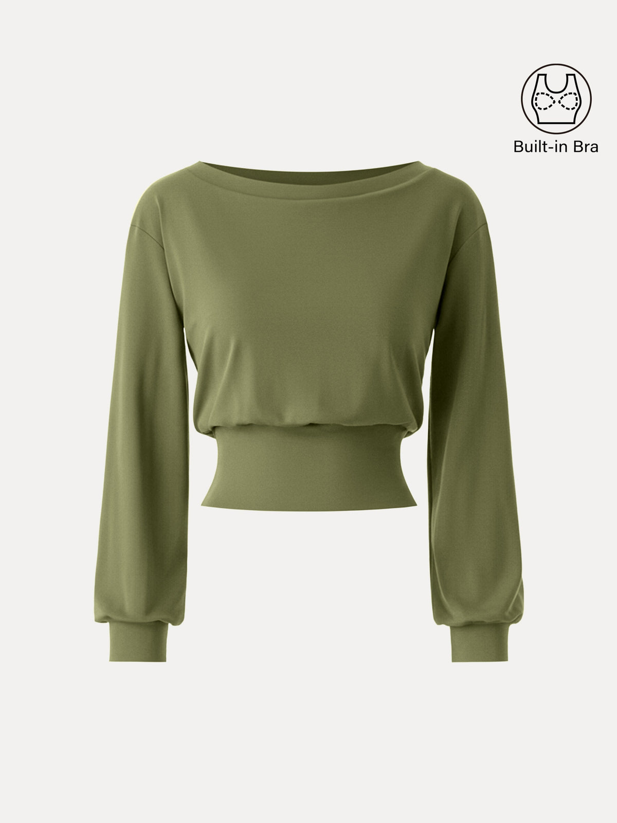 OGLmove Women's Lyocell-Wool Blend Boatneck Long Sleeve Bra Top