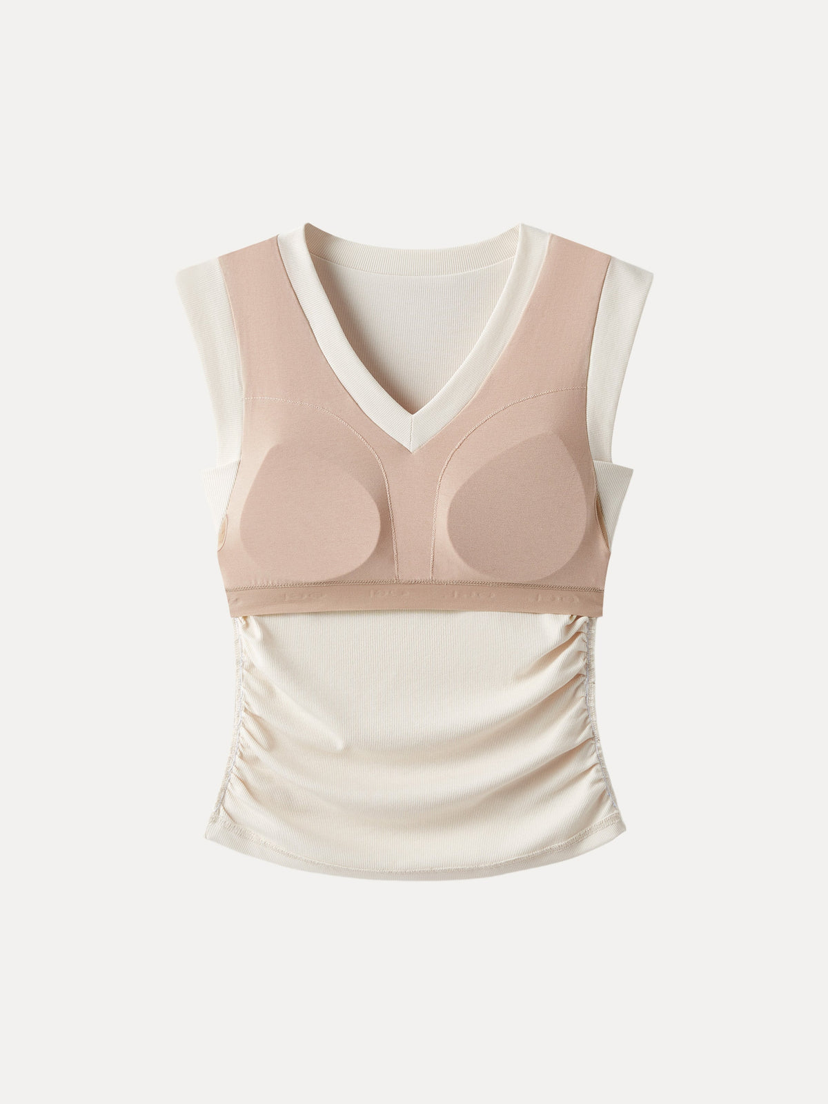 OGLmove Women's Stretch Cotton V-Neck Side Ruched Muscle Bra Top