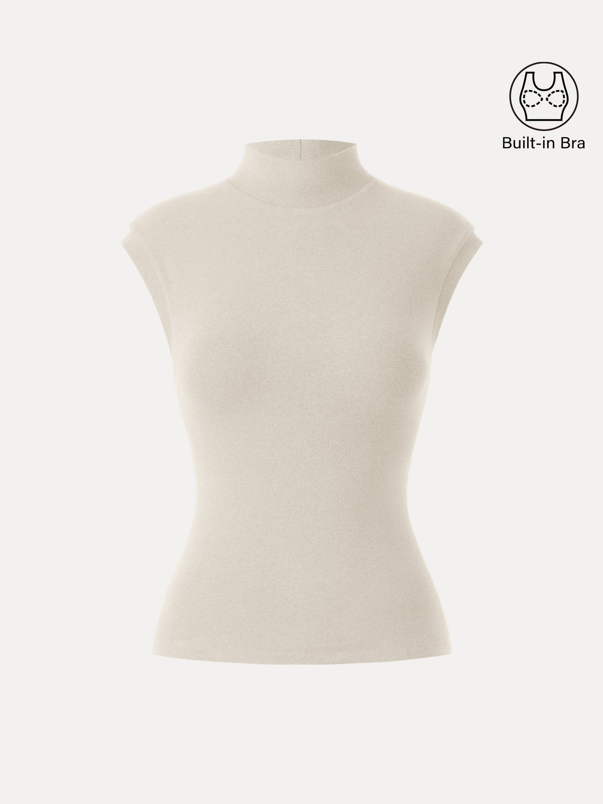 OGLmove Women's Stretch Cotton Mock Neck Cap Sleeve Brami Top