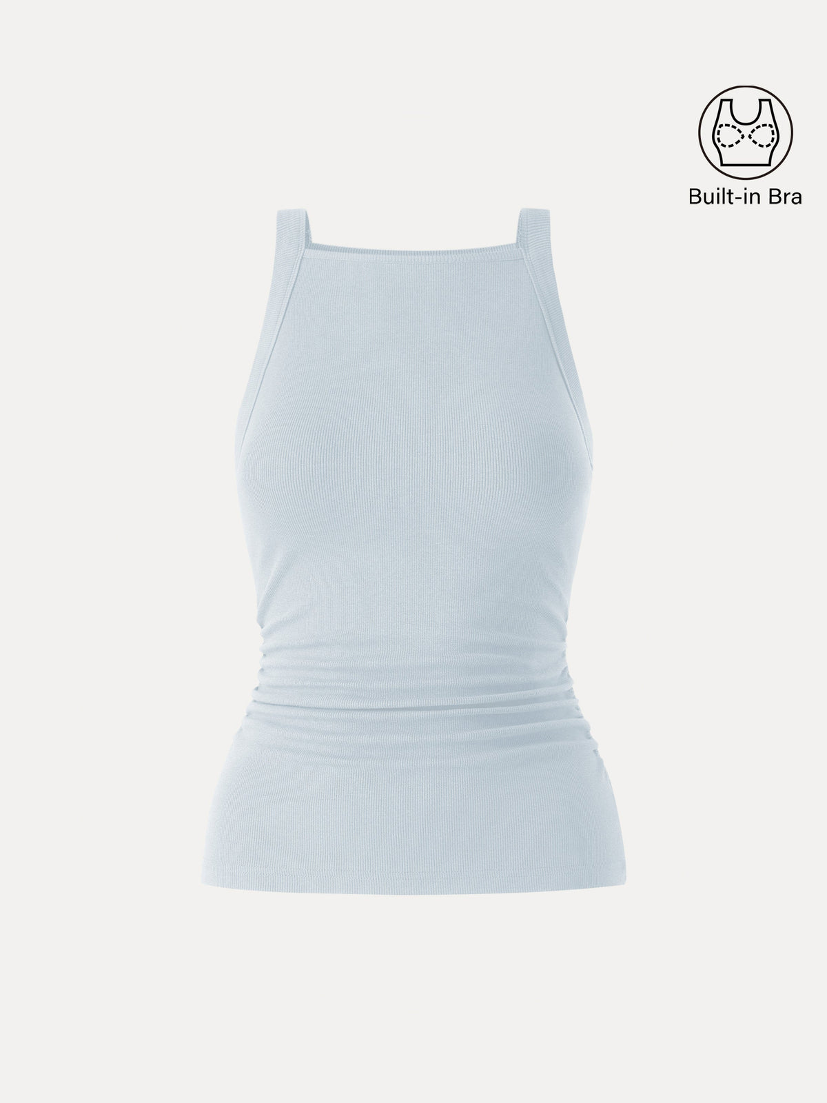 OGLmove Women's Square Neck Ruched Rib Bra Tank