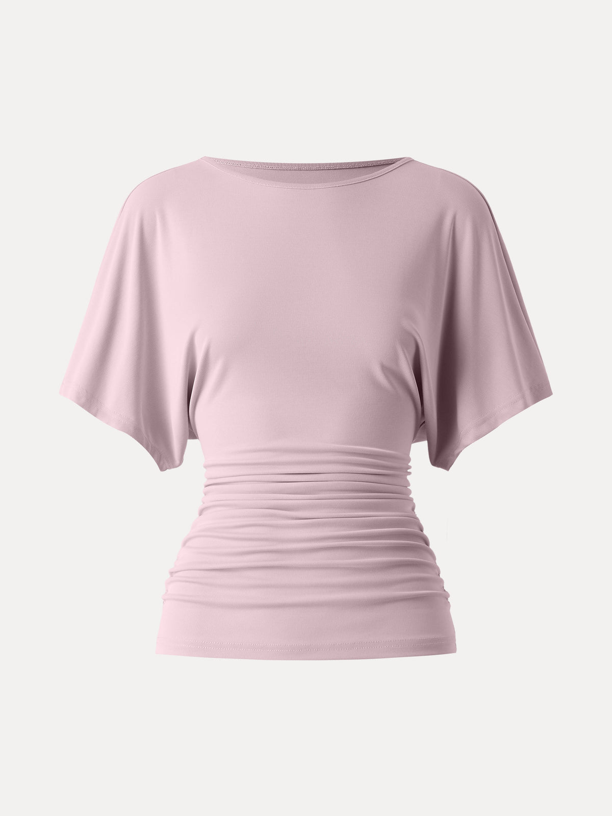 OGLmove Women's Effortless Boatneck Batwing Sleeve Side Ruched Top