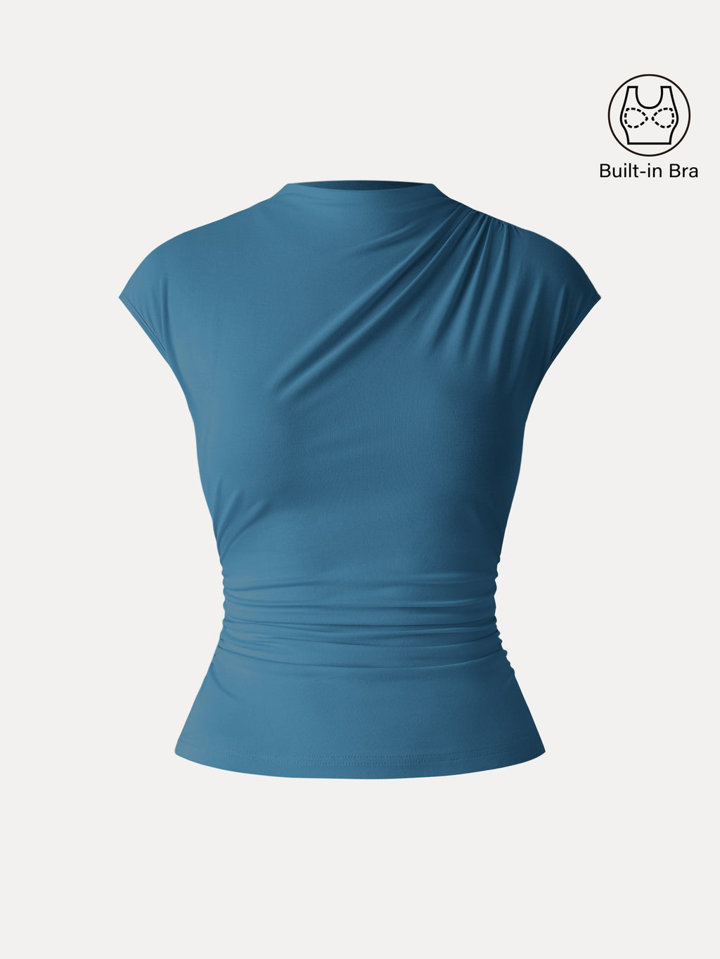 OGLmove Women's SkinKiss Mockneck Ruched Cropped Bra Top