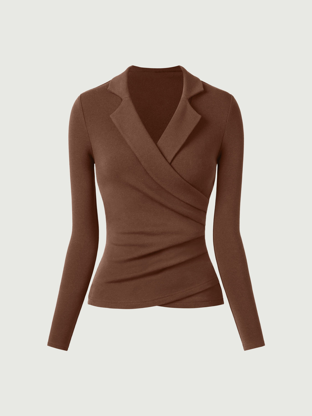 OGLmove Women's Collared Surplice Long Sleeve Top