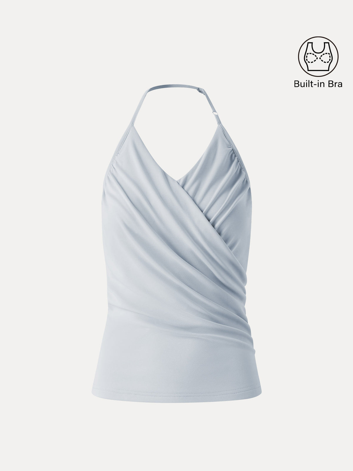 OGLmove Women's Modal Halter Neck Surplice Ruched Bandless Bra Top