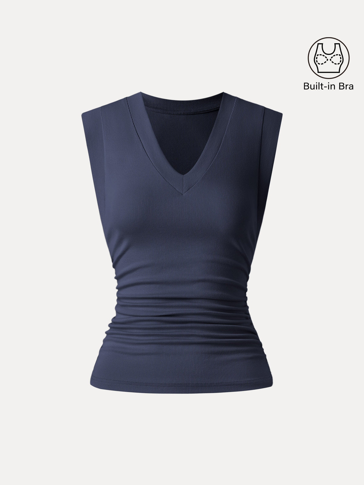 OGLmove Women's Stretch Cotton V-Neck Side Ruched Muscle Bra Top