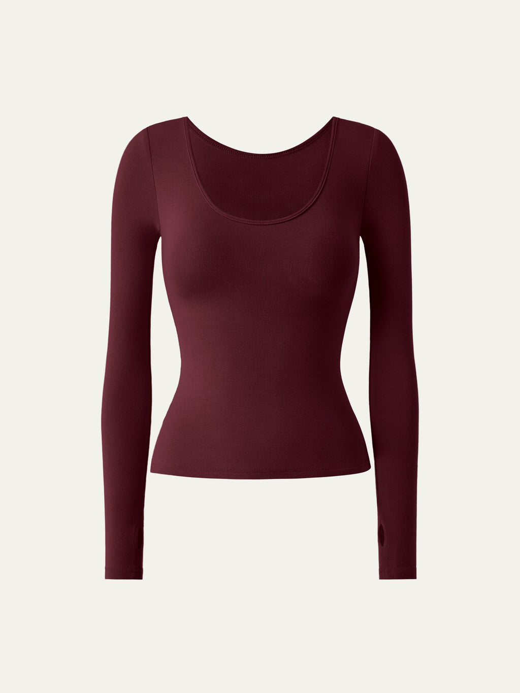 OGLmove Women's Lyocell-Wool Round Neck Long Sleeve Reversible Top