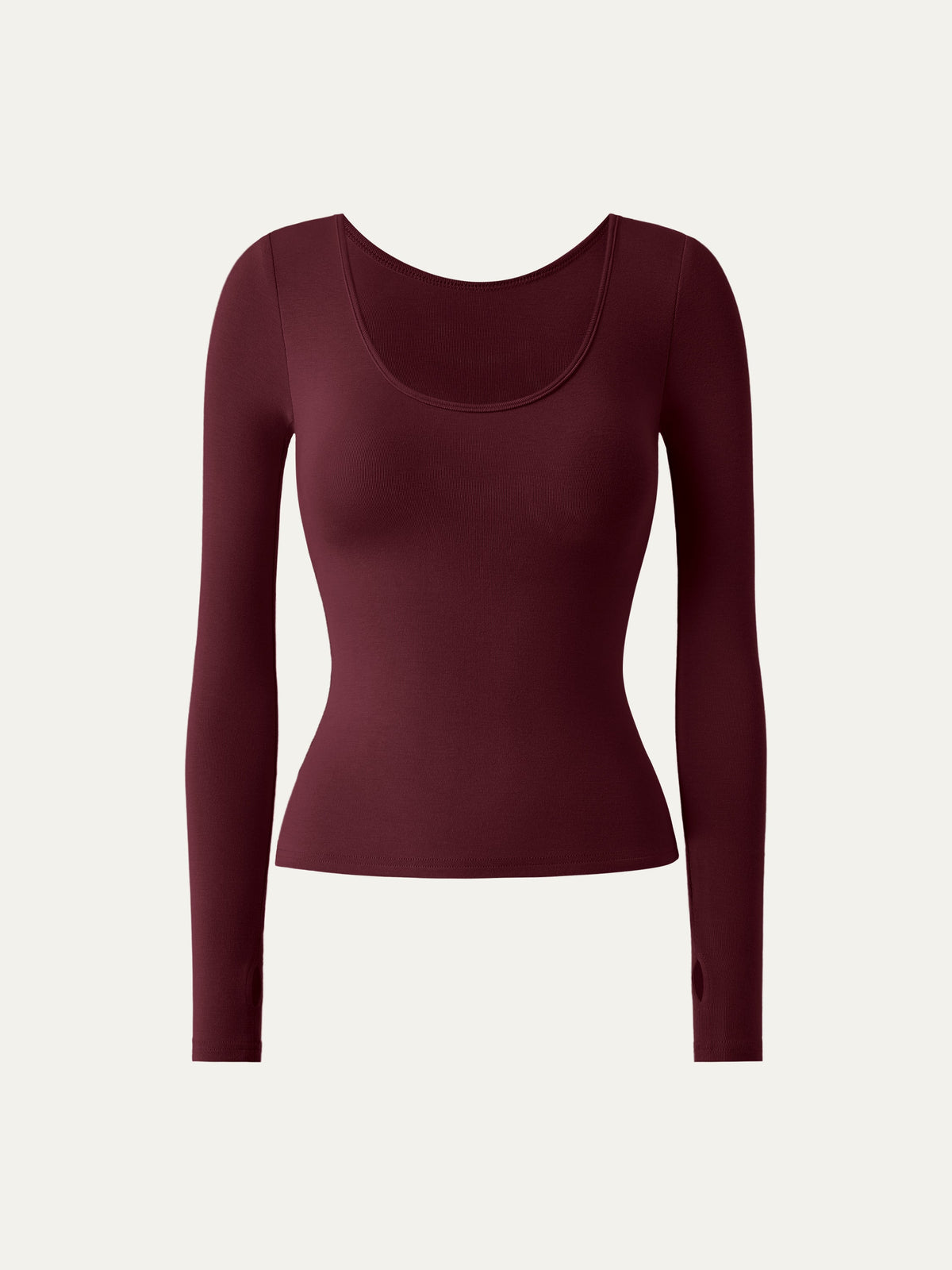 OGLmove Women's Lyocell-Wool Round Neck Long Sleeve Reversible Top