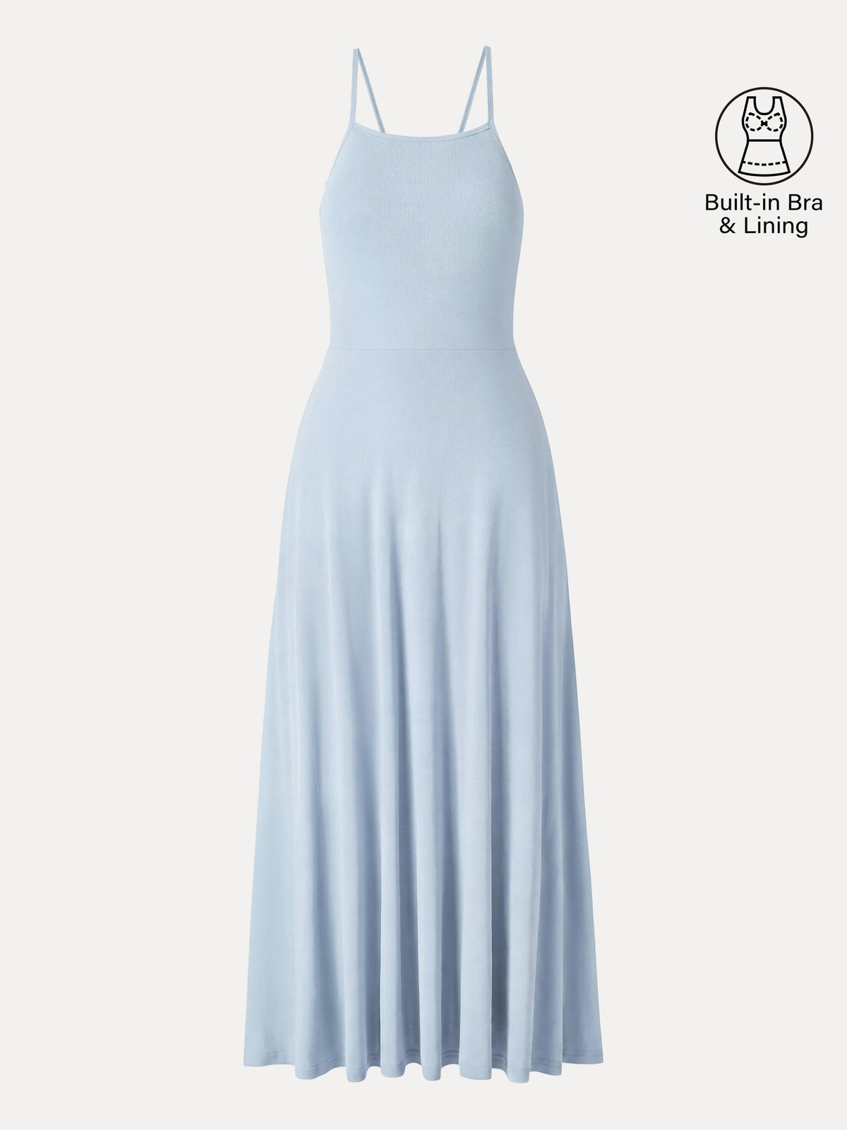 OGLmove Women's Soft Linen Knit Spaghetti Midi Bra Dress