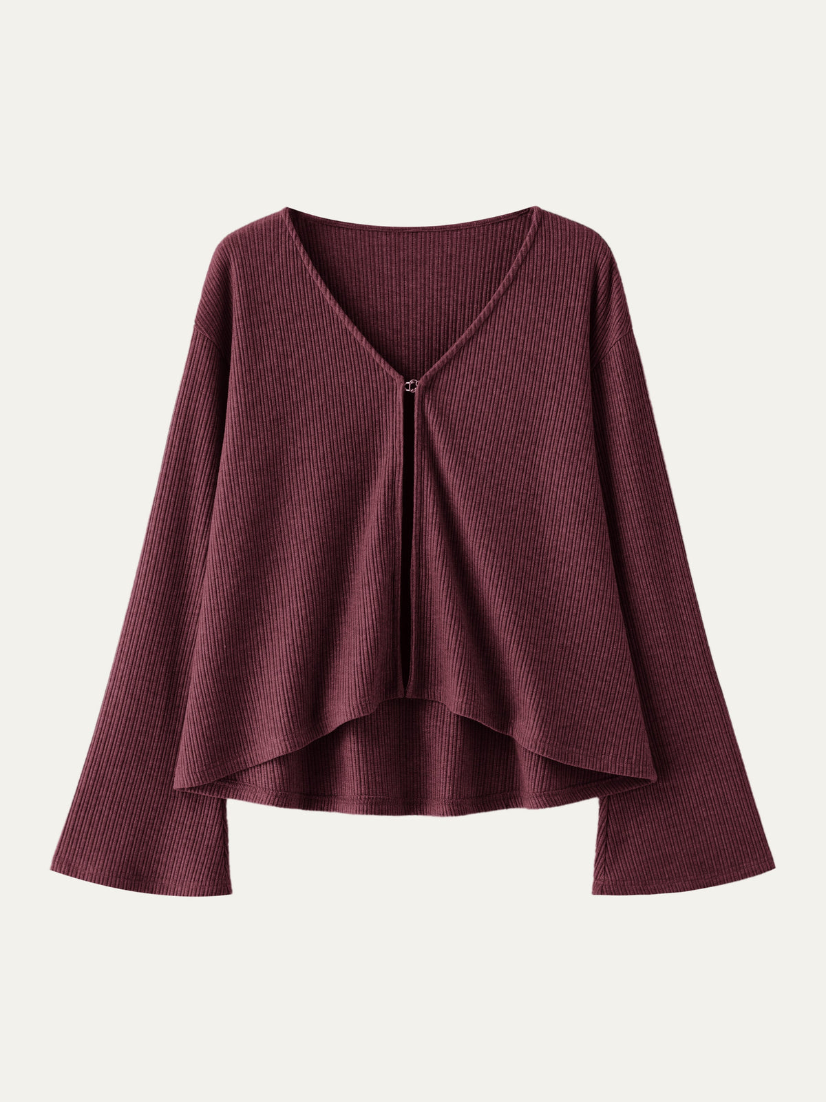 OGLmove Women's V-Neck Flare Long Sleeve Cardigan