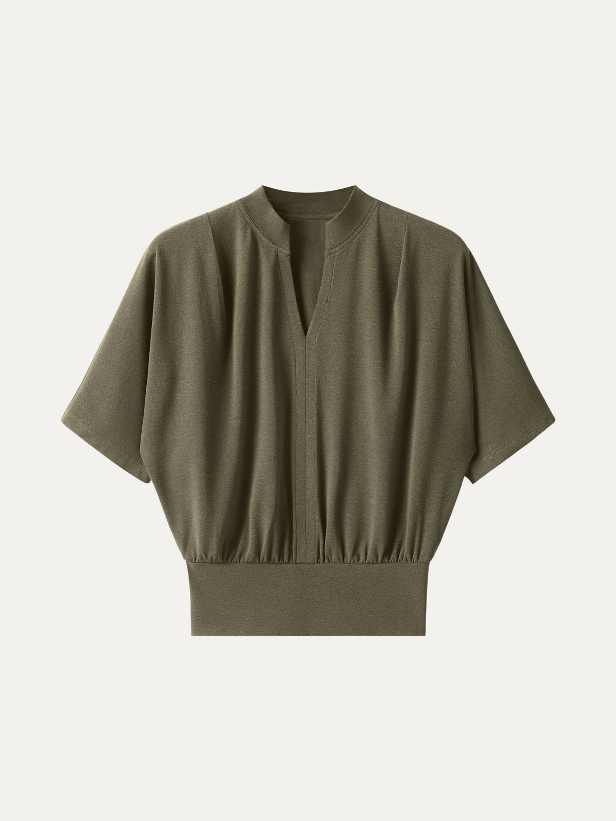 OGLmove Women's Stand Collar V-Neck Short Sleeve Top