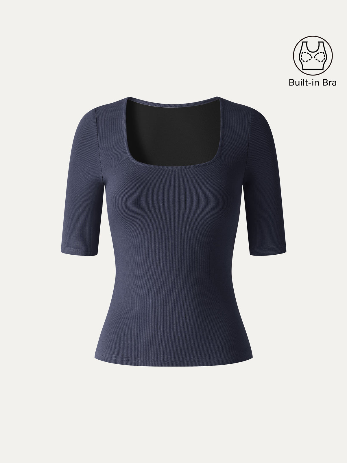 OGLmove Women's Eco-Mousse Square Neck Elbow Sleeve Bra Top