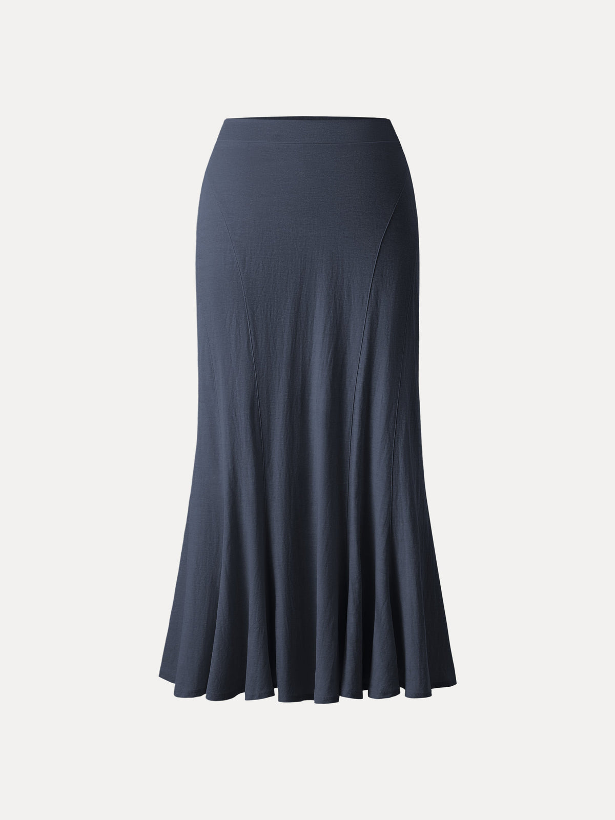 OGLmove Women's Wrinkle-Resistant Cotton-Linen Pull-On Midi Skirt