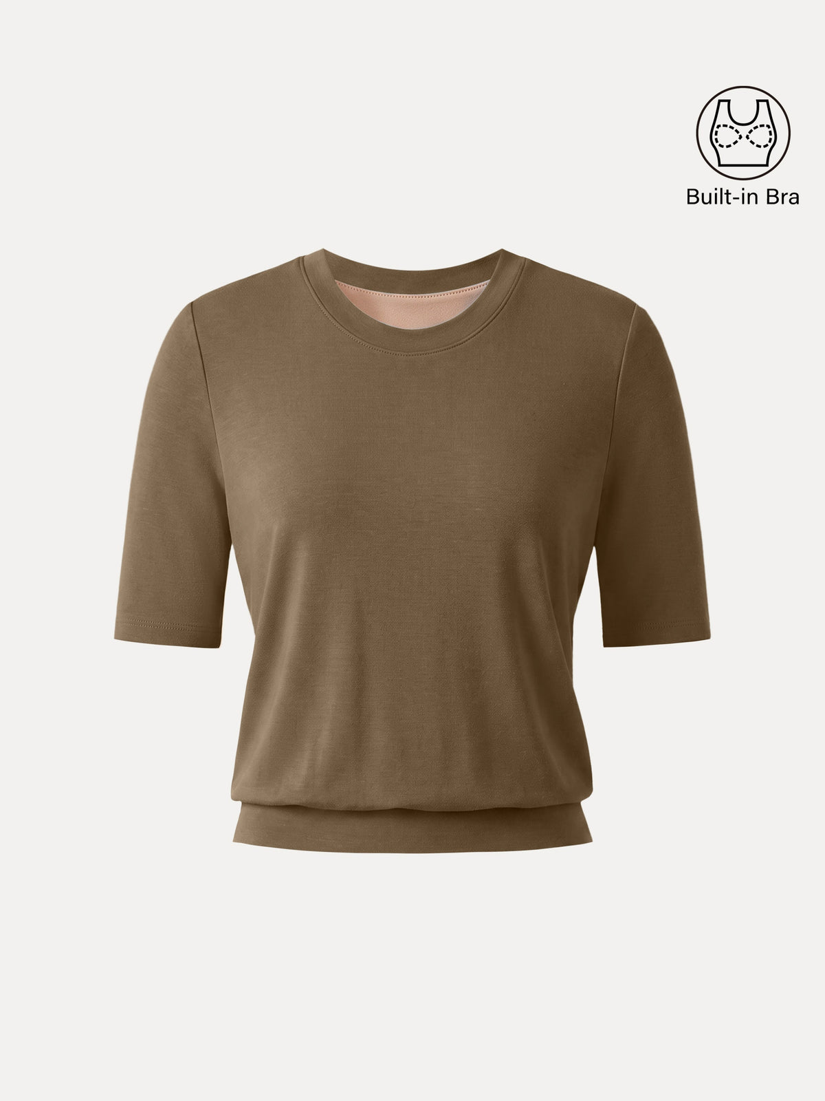 OGLmove Women's Lyocell-Wool Crewneck Short Sleeve Bra Top