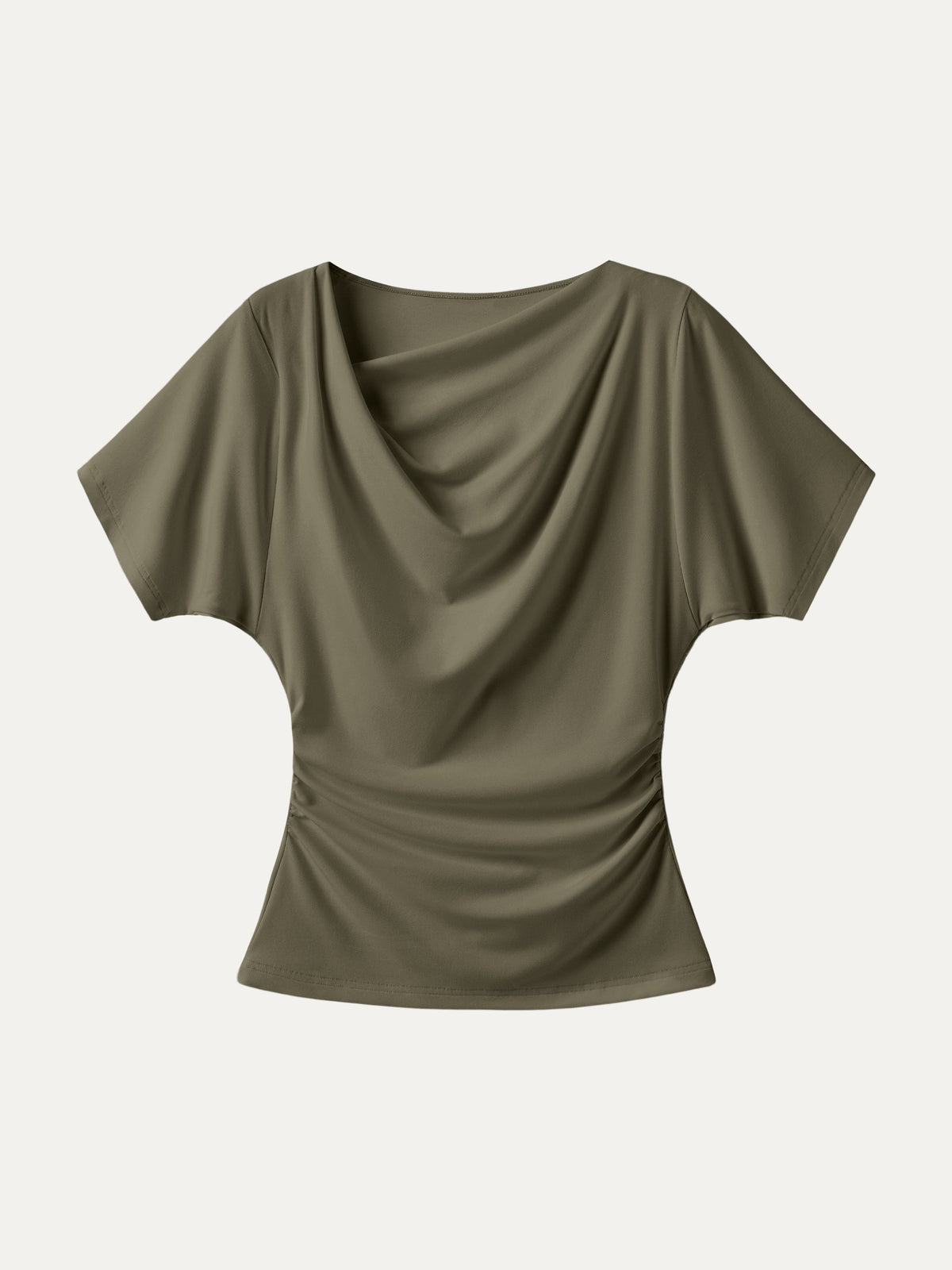 OGLmove Women's Asymmetrical Cowl Neck Ruched Top