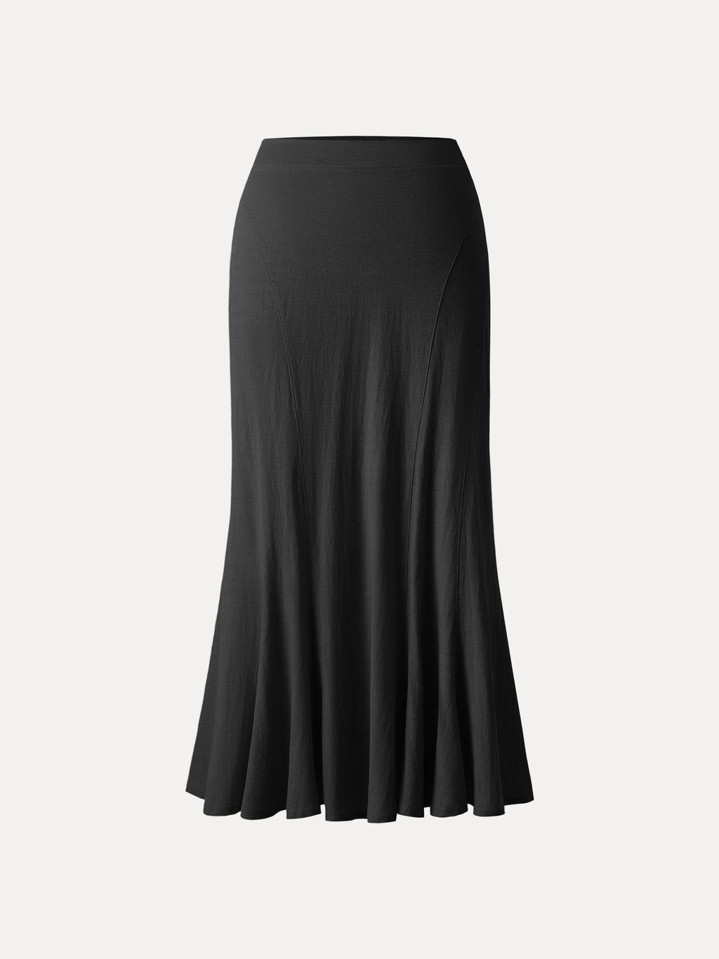 OGLmove Women's Wrinkle-Resistant Cotton-Linen Pull-On Midi Skirt
