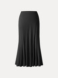 OGLmove Women's Wrinkle-Resistant Cotton-Linen Pull-On Midi Skirt