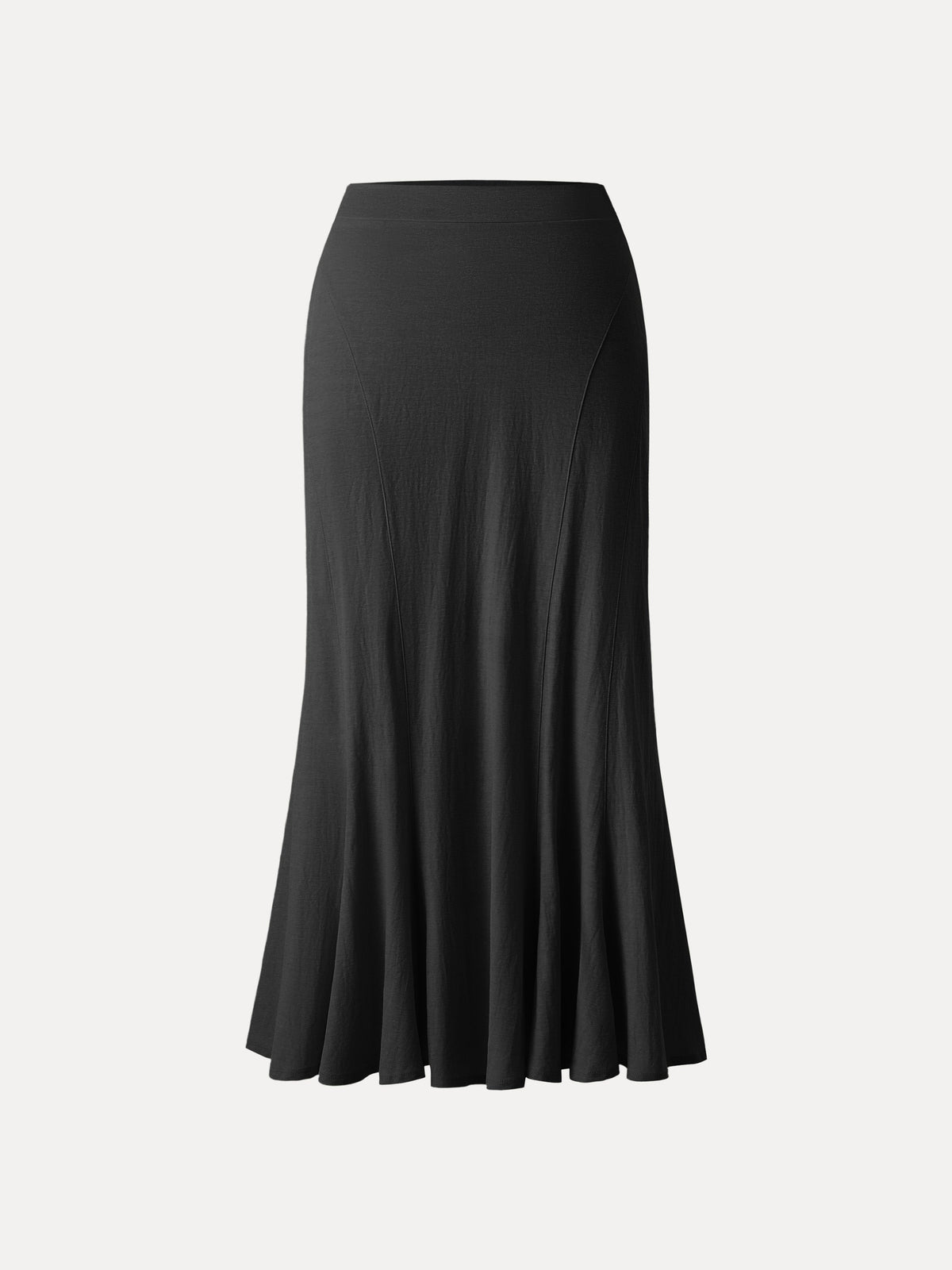 OGLmove Women's Wrinkle-Resistant Cotton-Linen Pull-On Midi Skirt