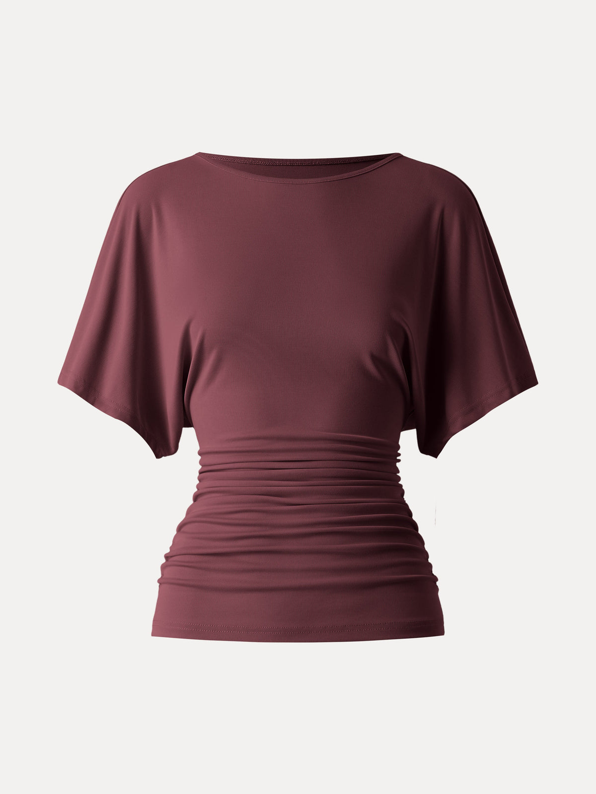 OGLmove Women's Effortless Boatneck Batwing Sleeve Side Ruched Top