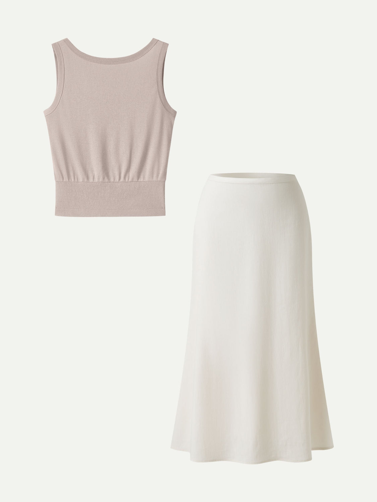 OGLmove Women's Reversible Boatneck Top & Maxi Flared Pull-On Skirt Set