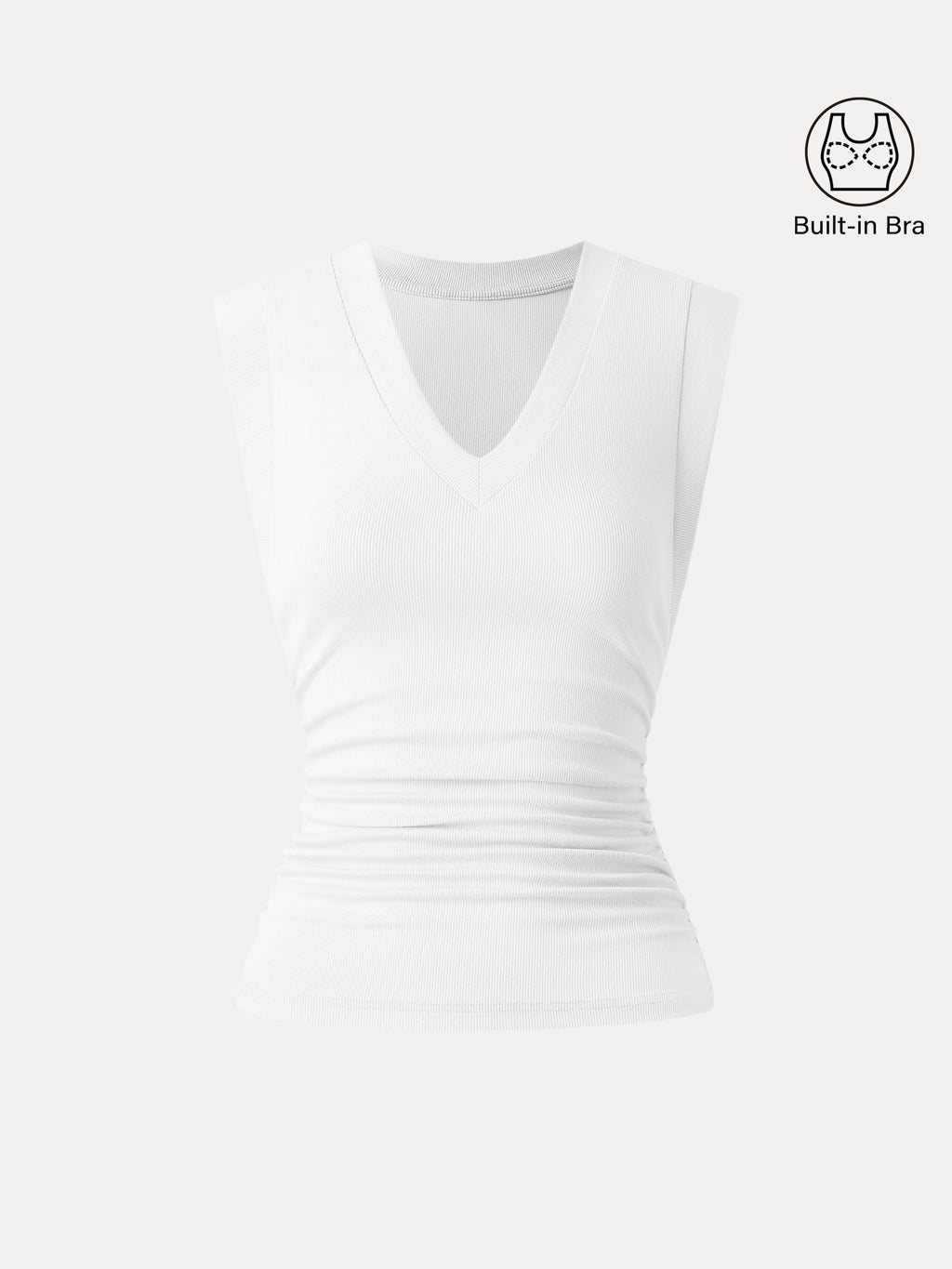 OGLmove Women's Stretch Cotton V-Neck Side Ruched Muscle Bra Top