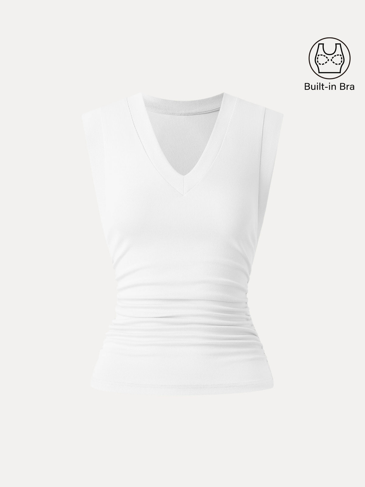 OGLmove Women's Stretch Cotton V-Neck Side Ruched Muscle Bra Top