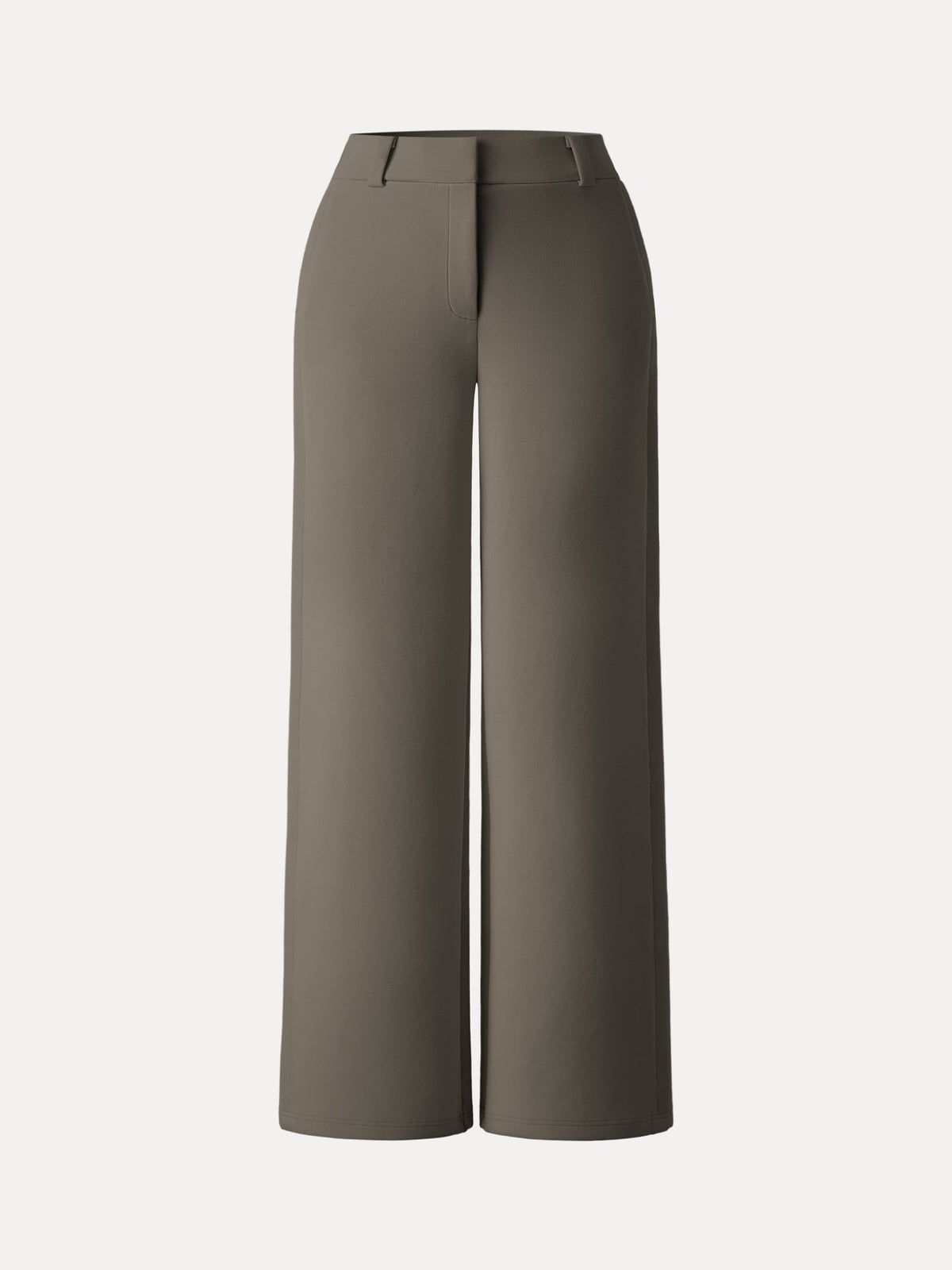OGLmove Women's Stretchy Mid Rise Fly-Front Wide Leg Trouser