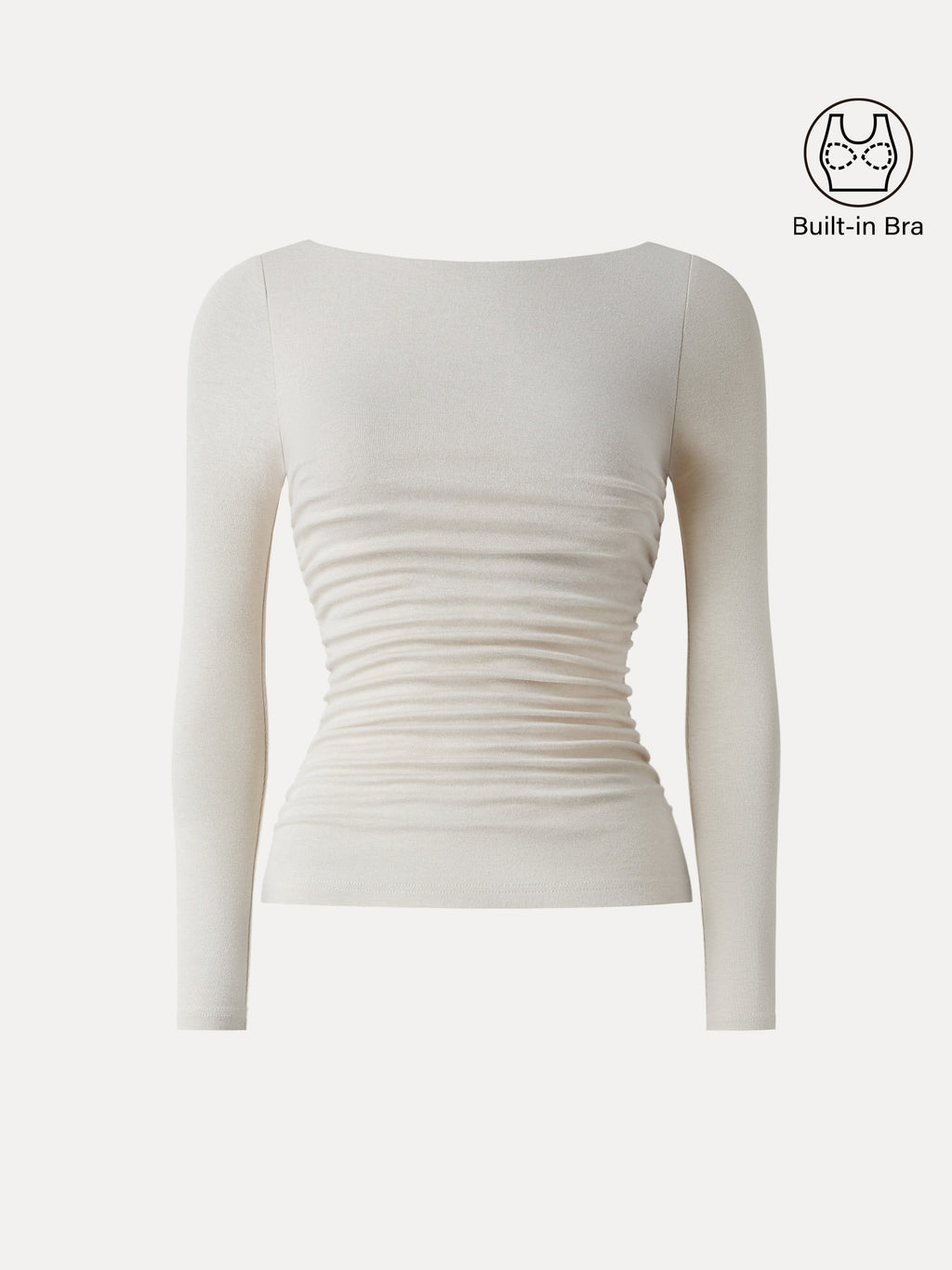 OGLmove Women's Light Warm Boatneck Ruched Bra Top