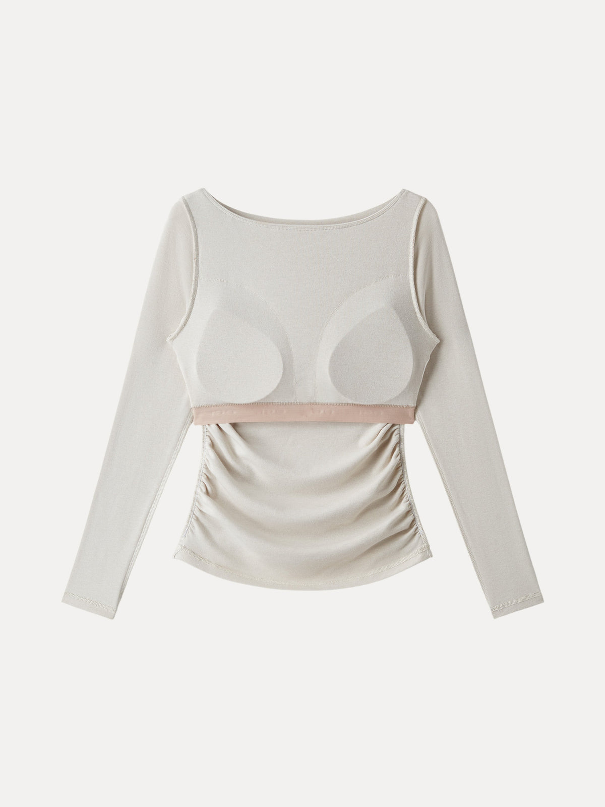 OGLmove Women's Light Warm Boatneck Ruched Bra Top