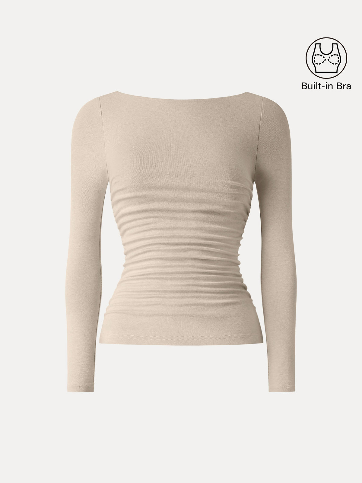 OGLmove Women's Light Warm Boatneck Ruched Bra Top