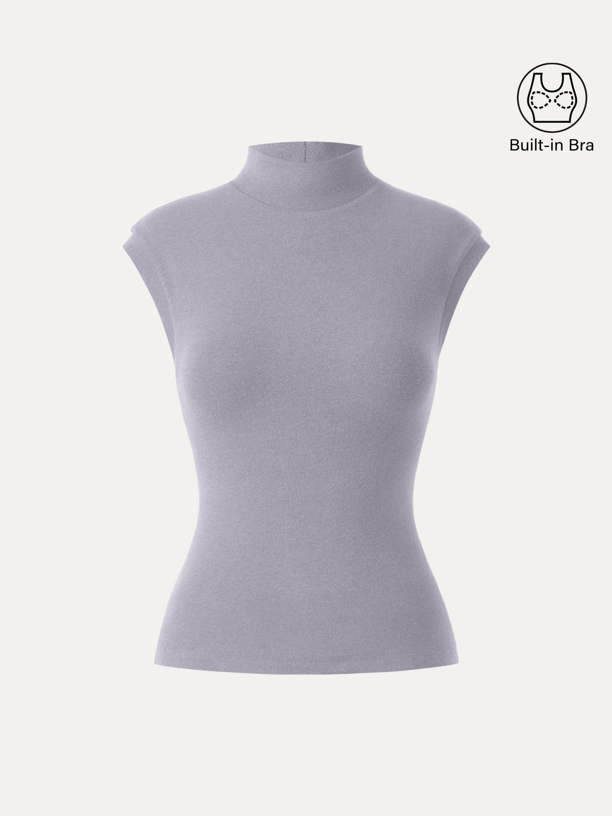 OGLmove Women's Stretch Cotton Mock Neck Cap Sleeve Brami Top