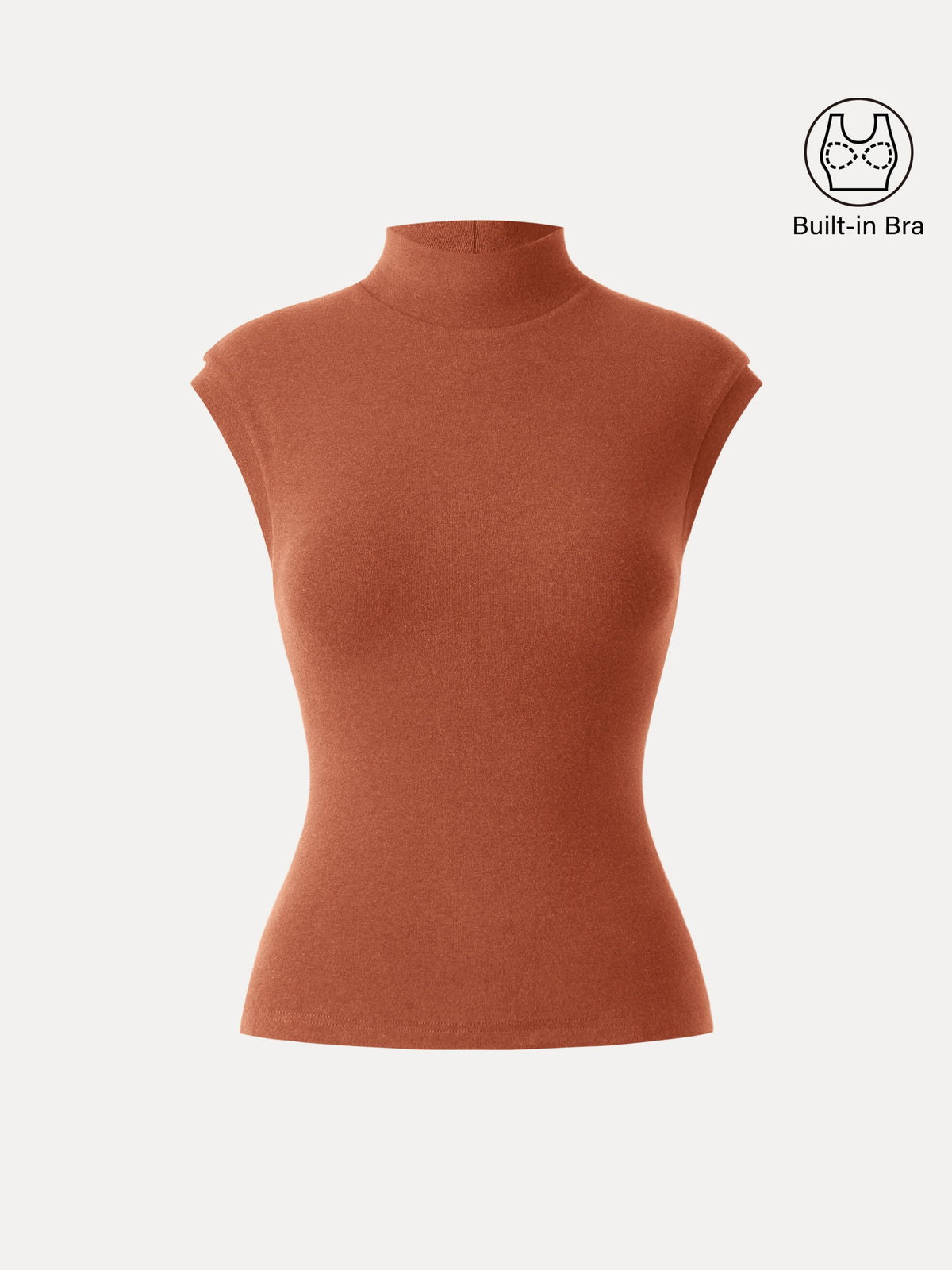 OGLmove Women's Stretch Cotton Mock Neck Cap Sleeve Brami Top