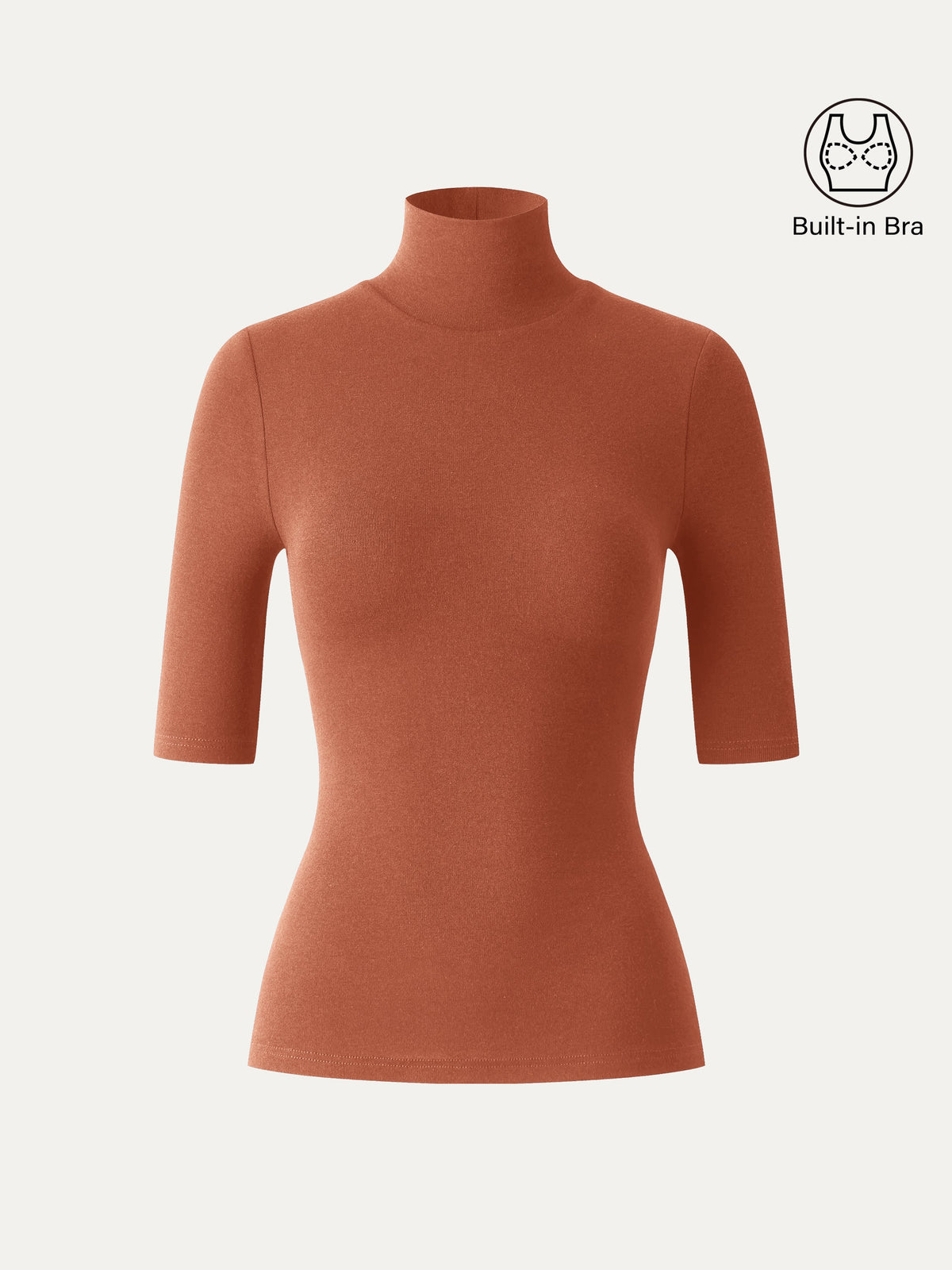 OGLmove Women's Essential Turtleneck Elbow Sleeve Bra Top