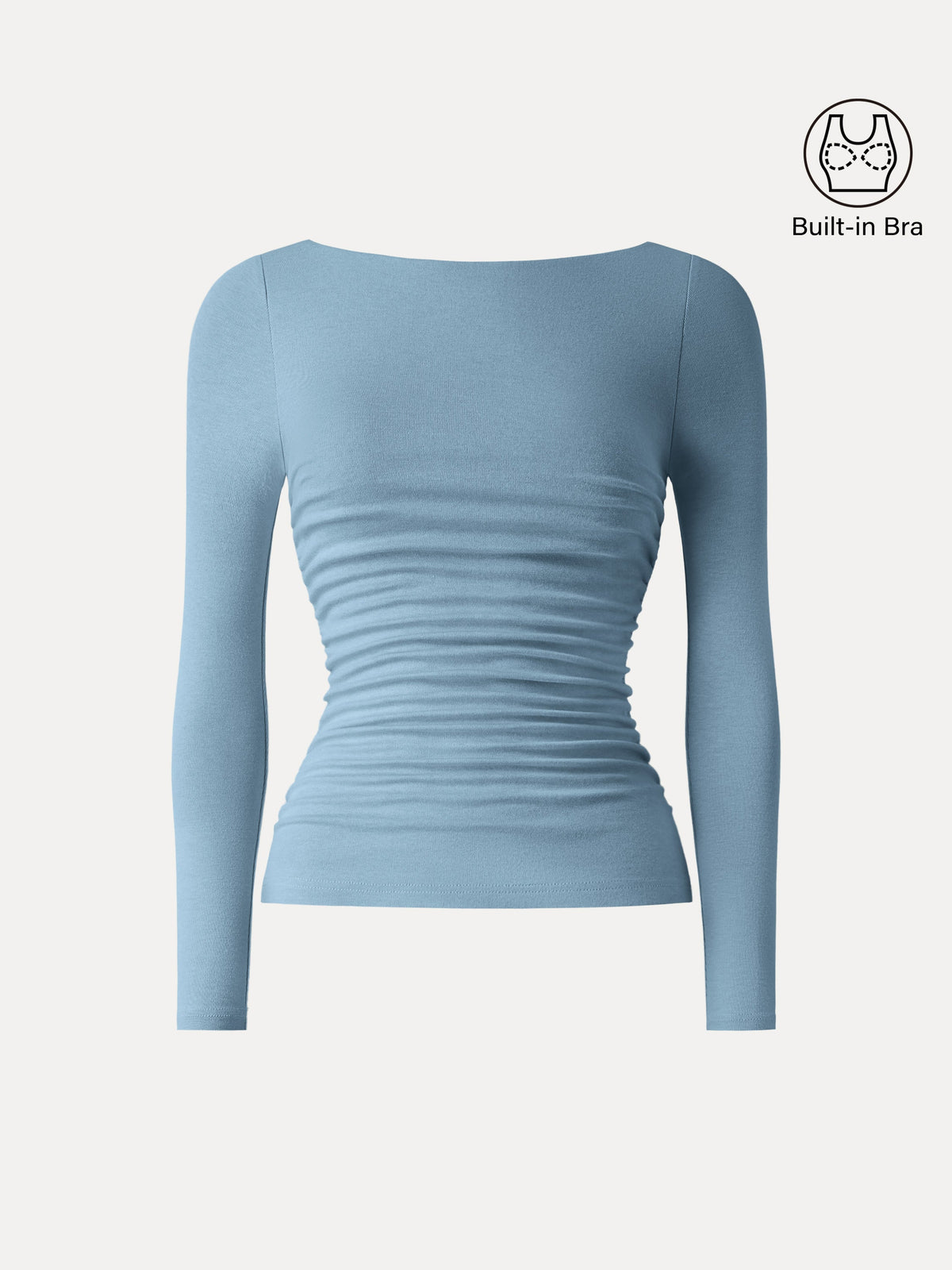 OGLmove Women's Light Warm Boatneck Ruched Bra Top