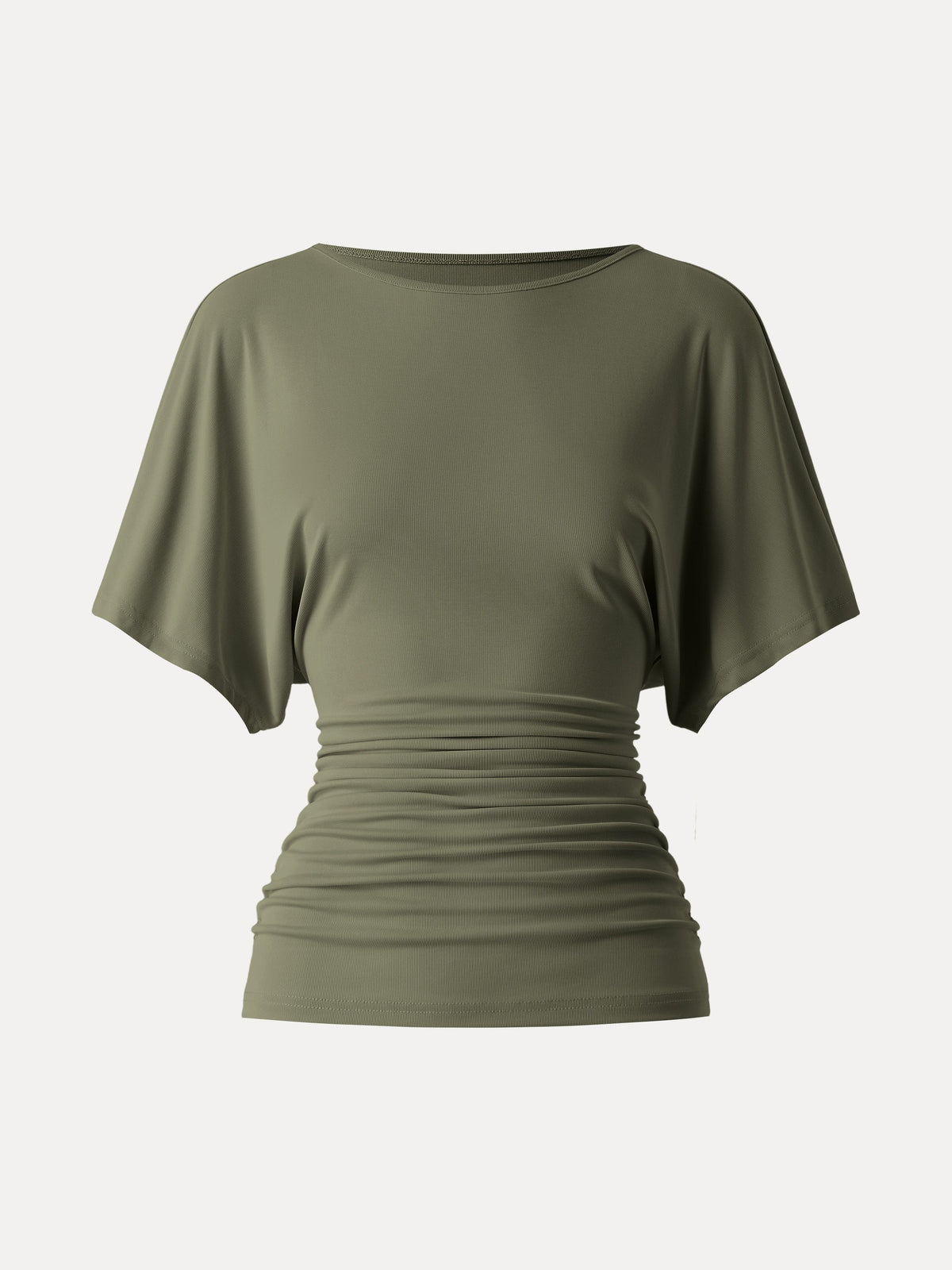 OGLmove Women's Effortless Boatneck Batwing Sleeve Side Ruched Top