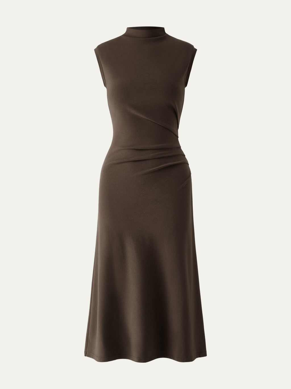 OGLmove Women's Mockneck Tucks Midi Dress