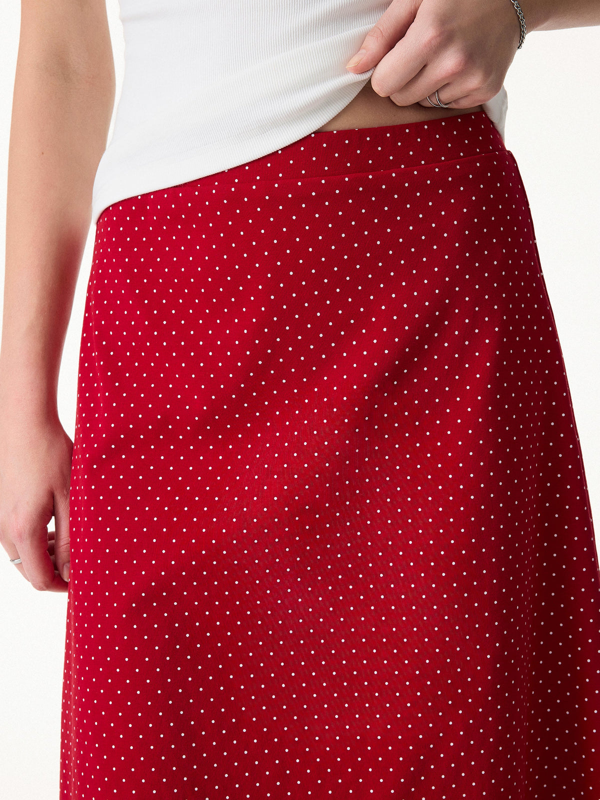 OGLmove Women's Polka Dot Boatneck Bra Top & A-Line Flare Skirt Set